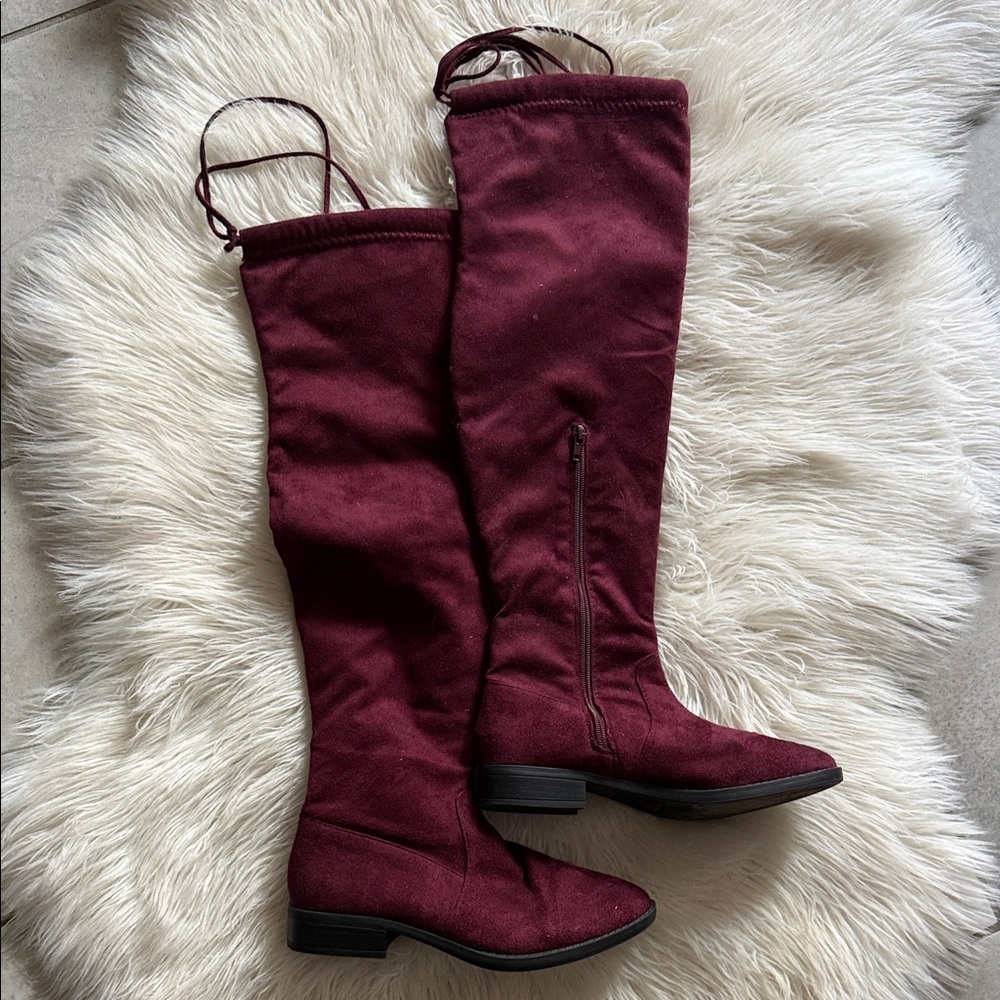 👢BURGUNDY OVER THE KNEE BOOT🍇